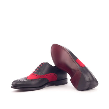 DapperFam Aeron in Black / Red Men's Italian Leather & Italian Suede Full Brogue in #color_