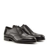 DapperFam Aeron in Black Men's Italian Leather Full Brogue — Style 5006