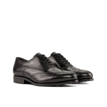 DapperFam Aeron in Black Men's Italian Leather Full Brogue in Black
