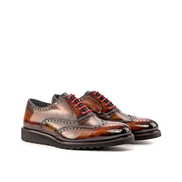 DapperFam Aeron in Brown / Fire / Tobacco Men's Hand-Painted Patina Full Brogue in Brown / Fire / Tobacco