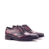 DapperFam Aeron in Burgundy Men's Hand-Painted Patina Full Brogue in Burgundy