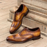 DapperFam Aeron in Cognac / Brown Men's Hand-Painted Patina Full Brogue in Cognac / Brown