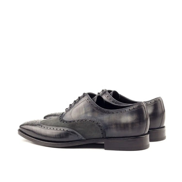 DapperFam Aeron in Grey Men's Lux Suede & Hand-Painted Patina Full Brogue in #color_