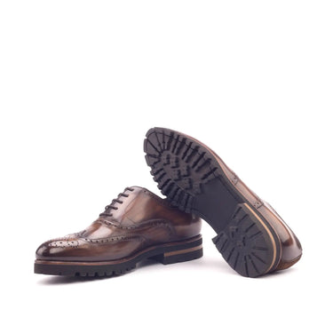DapperFam Aeron in Med Brown / Brown Men's Lux Suede & Hand-Painted Patina Full Brogue in #color_