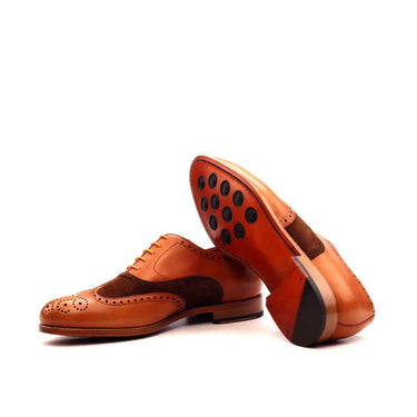 DapperFam Aeron in Med Brown / Cognac Men's Lux Suede & Italian Leather Full Brogue in #color_