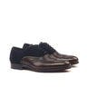 DapperFam Aeron in Navy / Dark Brown Men's Lux Suede & Italian Leather Full Brogue in Navy / Dark Brown