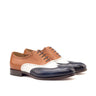 DapperFam Aeron in Navy / White / Cognac Men's Italian Leather Full Brogue in Navy / White / Cognac