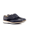 DapperFam Aeron in Navy Men's Lux Suede & Italian Pebble Grain Leather Full Brogue in Navy