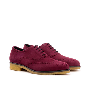 DapperFam Aeron in Wine Men's Italian Suede Full Brogue in Wine