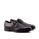 DapperFam Brenno in Black / Nailhead Men's Sartorial & Italian Leather Single Monk