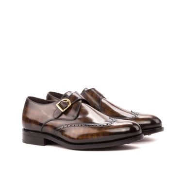 DapperFam Brenno in Brown Men's Hand-Painted Patina Single Monk in Brown #color_ Brown