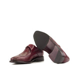 DapperFam Brenno in Burgundy Men's Italian Leather Single Monk
