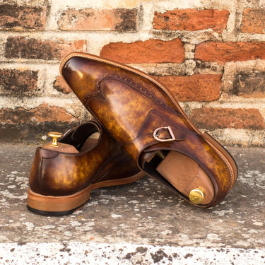 DapperFam Brenno in Cognac Men's Hand-Painted Patina Single Monk in #color_