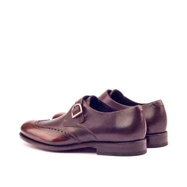 DapperFam Brenno in Dark Brown / Brown Men's Italian Leather & Hand-Painted Patina Single Monk in #color_