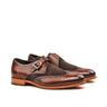 DapperFam Brenno in Dark Brown / Brown Men's Lux Suede & Hand-Painted Patina Single Monk in Dark Brown / Brown