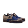 DapperFam Brenno in Dark Brown / Navy / Tweed Men's Sartorial & Italian Suede & Embossed Leather Single Monk in Dark Brown / Navy / Tweed