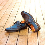DapperFam Brenno in Denim Men's Hand-Painted Patina Single Monk — Style 3217