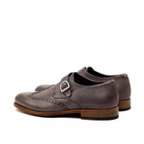 DapperFam Brenno in Grey Men's Italian Full Grain Leather Single Monk