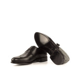 DapperFam Brenno in Houndstooth / Black Men's Sartorial & Italian Leather Single Monk