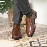 DapperFam Brenno in Med Brown Men's Italian Leather Single Monk — Style 5639