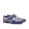 DapperFam Brenno in Plaid / Denim Men's Sartorial & Hand-Painted Patina Single Monk in Plaid / Denim
