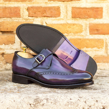 DapperFam Brenno in Purple Men's Hand-Painted Patina Single Monk in #color_