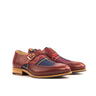 DapperFam Brenno in Red / Tartan Men's Sartorial & Italian Pebble Grain Leather Single Monk in Red / Tartan
