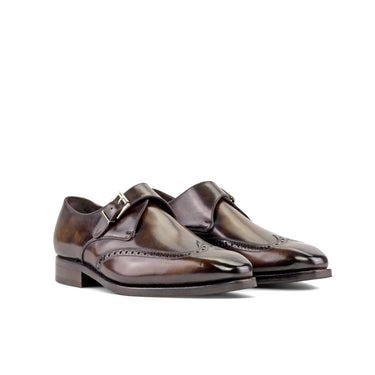 DapperFam Brenno in Tobacco Men's Hand-Painted Patina Single Monk in Tobacco
