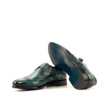 DapperFam Brenno in Turquoise Men's Hand-Painted Patina Single Monk in #color_