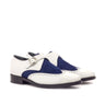 DapperFam Brenno in White / Navy Men's Italian Leather & Italian Suede Single Monk in White / Navy