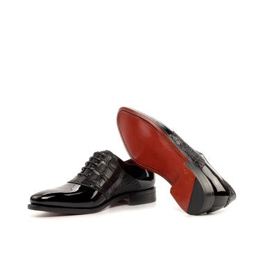 DapperFam Fabrizio in Black Men's Embossed & Italian Patent Leather Saddle in #color_
