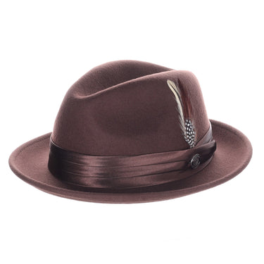DapperFam Fellini Crushable Wool Fedora in Dark Brown