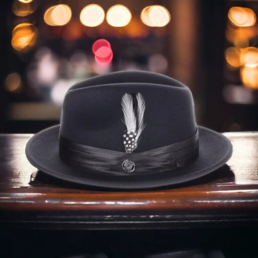 DapperFam Fellini Crushable Wool Fedora in Black