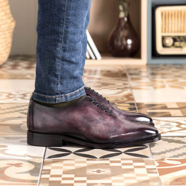 DapperFam Giuliano in Aubergine Men's Hand-Painted Patina Whole Cut