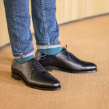 DapperFam Giuliano in Black Men's Italian Leather Whole Cut