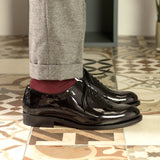 DapperFam Giuliano in Black Men's Super Soft Patent Leather Whole Cut