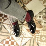 DapperFam Giuliano in Black Men's Super Soft Patent Leather Whole Cut