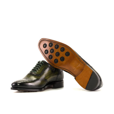 DapperFam Giuliano in Khaki / Cognac Men's Hand-Painted Patina Whole Cut in #color_