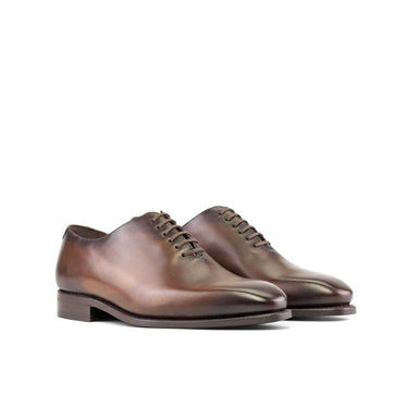 DapperFam Giuliano in Med Brown Men's Vitello Leather Whole Cut in Med Brown