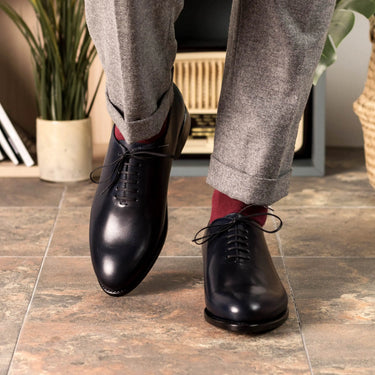 DapperFam Giuliano in Navy Men's Italian Leather Whole Cut