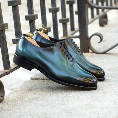 DapperFam Giuliano in Turquoise Men's Hand-Painted Patina Whole Cut in #color_