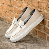 DapperFam King in Natural Men's Full Grain Leather Belgian Sneaker