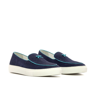 DapperFam King in Navy Men's Linen Belgian Sneaker in Navy