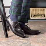 DapperFam Lorenzo in Black Men's Italian Leather Derby Split Toe