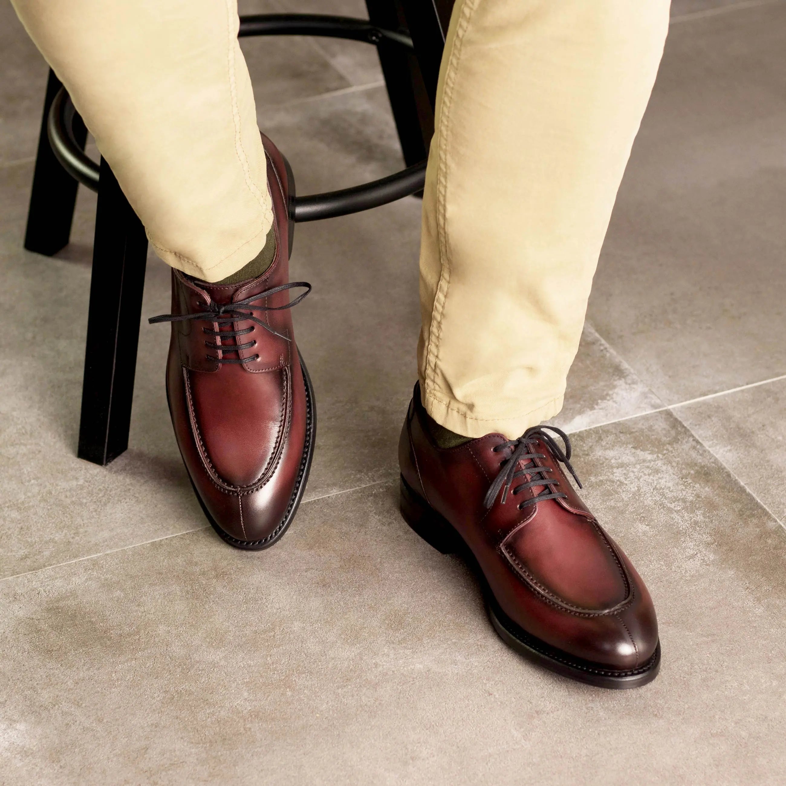 Lorenzo in Burgundy Men's Italian Leather Derby Split Toe by DapperFam Burgundy / 11.5 / EE