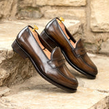 DapperFam Luciano in Brown Men's Hand-Painted Patina Loafer — Style 5366