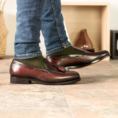 DapperFam Luciano in Burgundy Men's Italian Leather Loafer in #color_