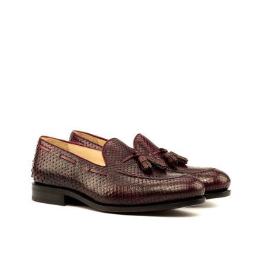DapperFam Luciano in Burgundy Men's Italian Pebble Grain Leather & Exotic Python Loafer in Burgundy