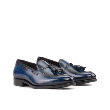 DapperFam Luciano in Denim Men's Hand-Painted Patina Loafer in Denim
