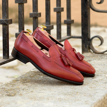 DapperFam Luciano in Red Men's Italian Leather Loafer in #color_